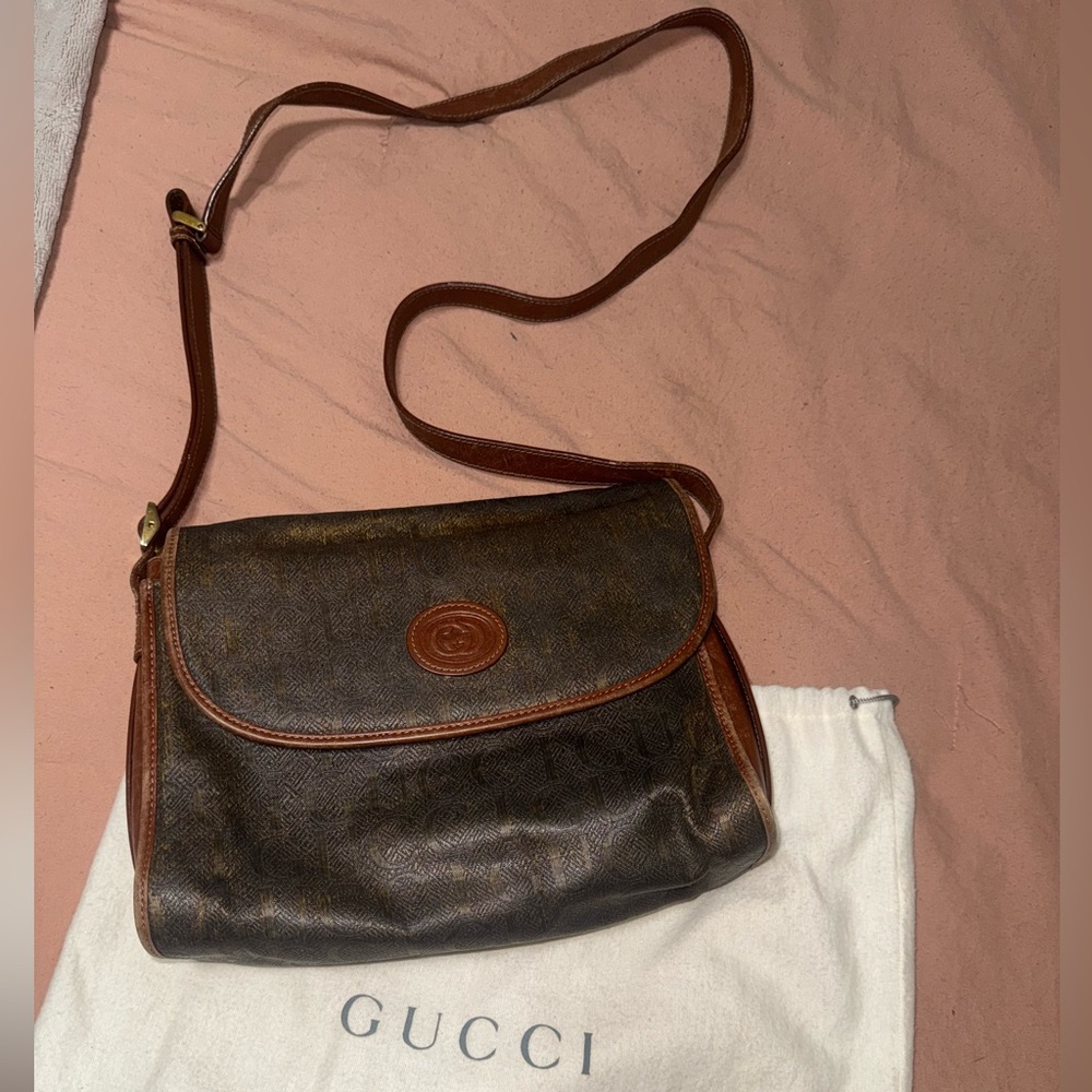 REAL 80s Vintage Gucci Brown Leather Shoulder Bag
